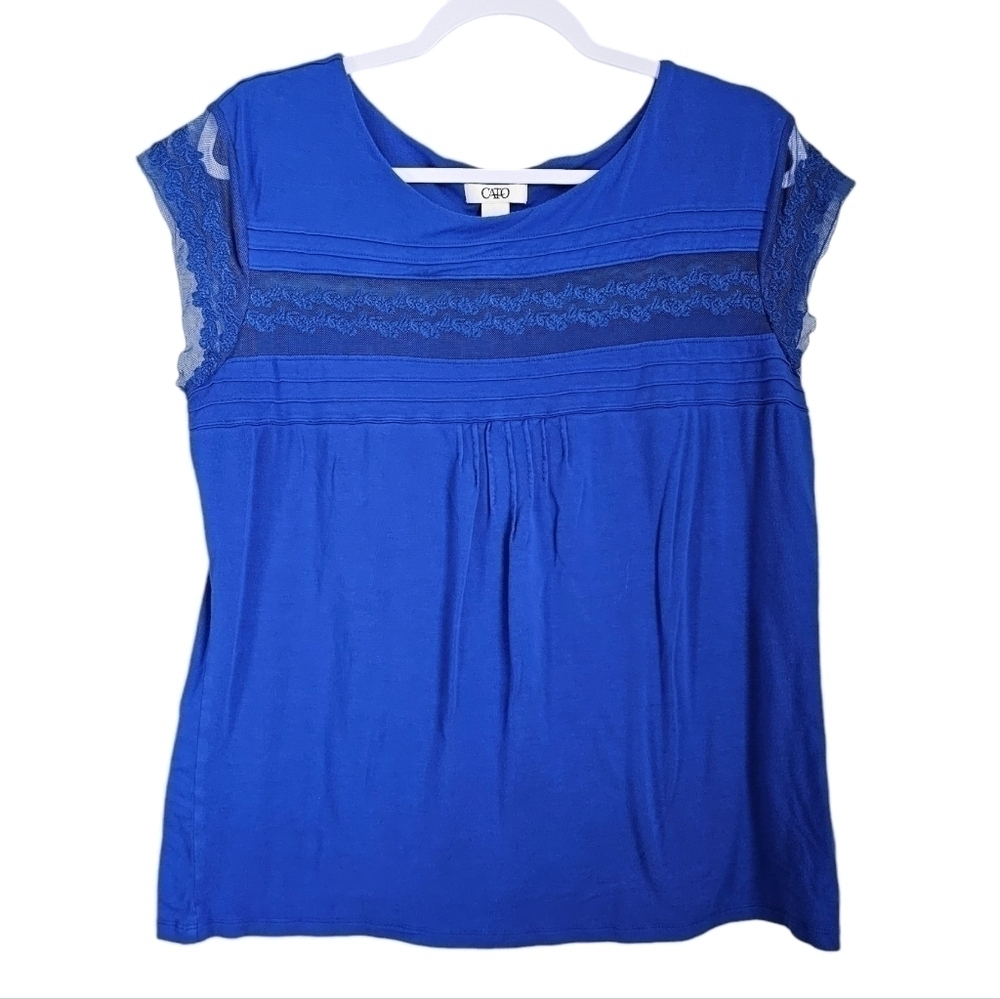 Cato lace cap sleeve blue top womens size XL